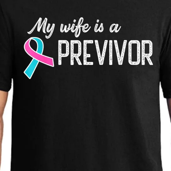 My Wife Is A Previvor Pink &Teal Ribbon Cancer Pajama Set