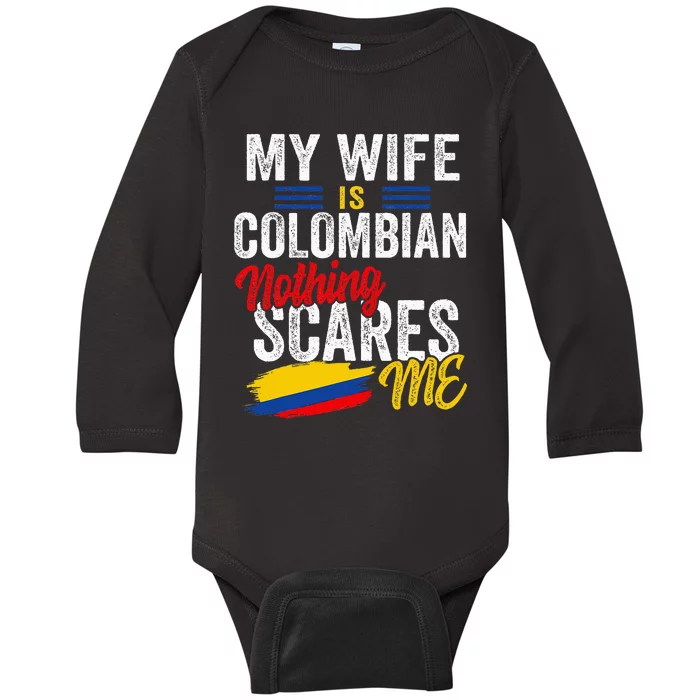 My Wife Is Colombian Colombia Heritage Roots Flag Souvenir Baby Long Sleeve Bodysuit