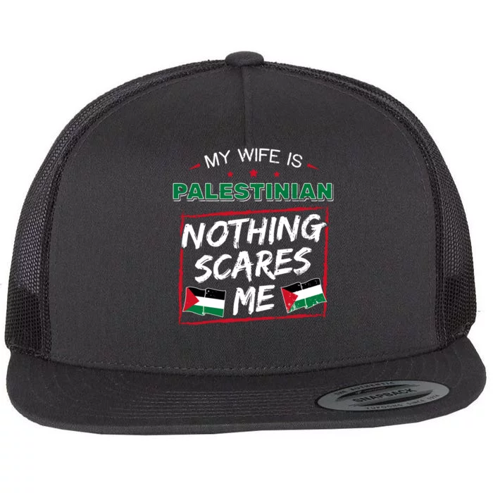 My Wife Is Palestinian Palestine Heritage Roots Flag Pride Flat Bill Trucker Hat