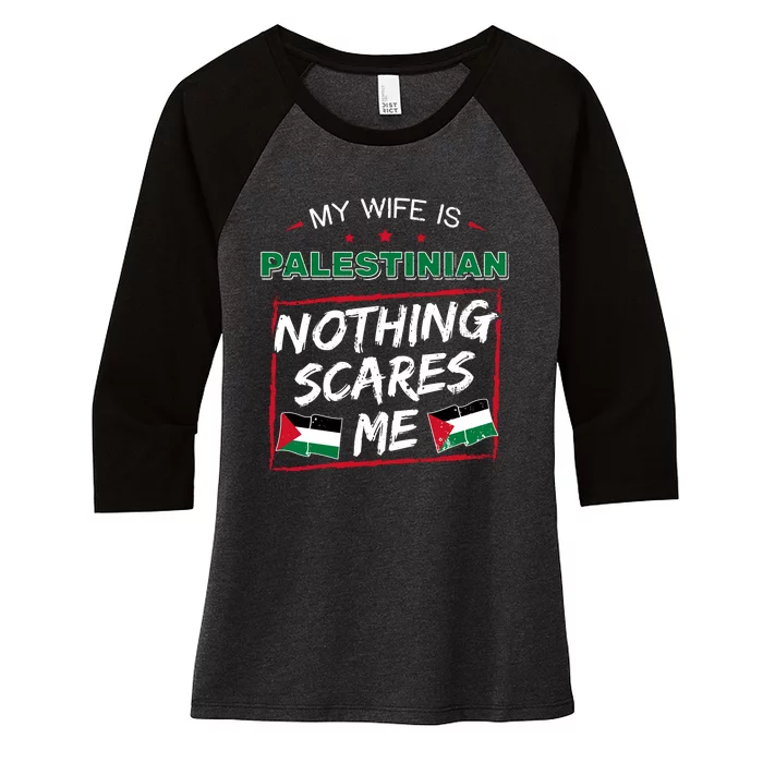 My Wife Is Palestinian Palestine Heritage Roots Flag Pride Women's Tri-Blend 3/4-Sleeve Raglan Shirt