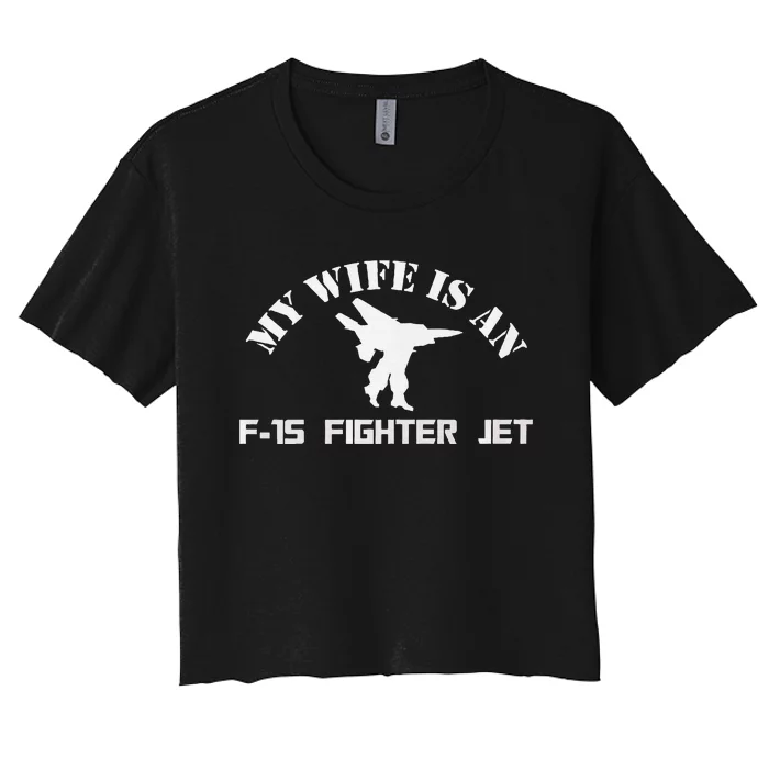 My Wife Is A Fighter Jet Premium Women's Crop Top Tee