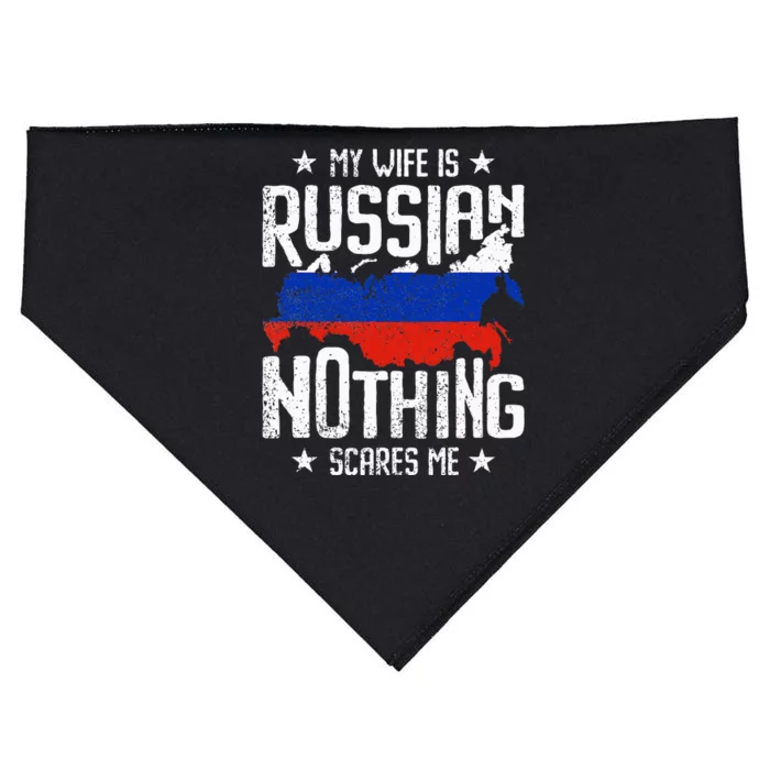 My Wife Is Russian Nothing Scares Me Husband USA-Made Doggie Bandana