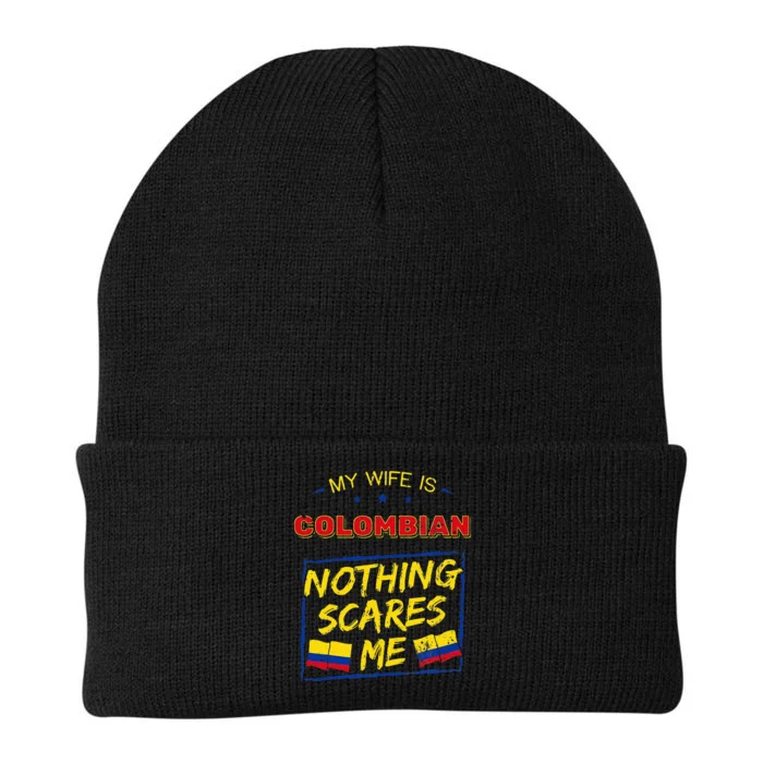 My Wife Is Colombian Republic Of Colombia Heritage Flag Knit Cap Winter Beanie