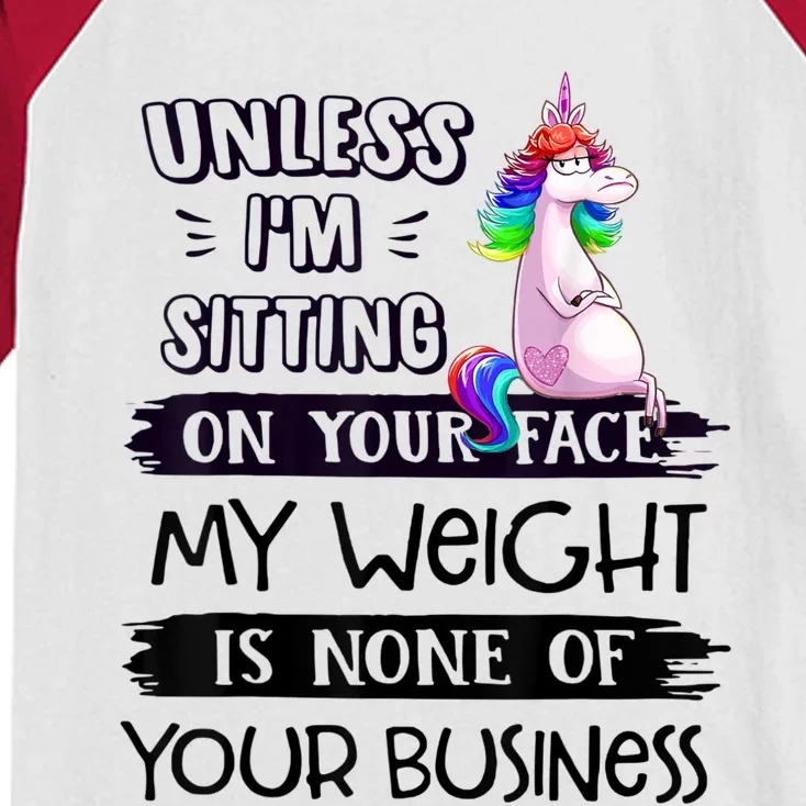 My Weight Is None Of Your Business Unless I Sit On Your Face Kids Colorblock Raglan Jersey