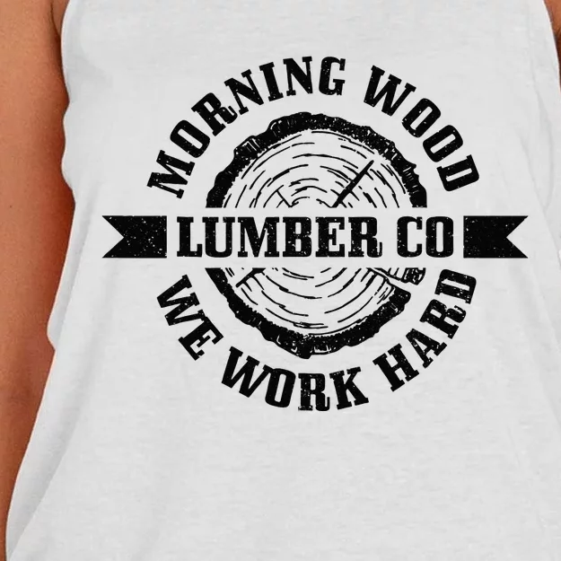 Morning Wood Lumber Co. Funny Lumberjack Logger Arborist Women's Knotted Racerback Tank