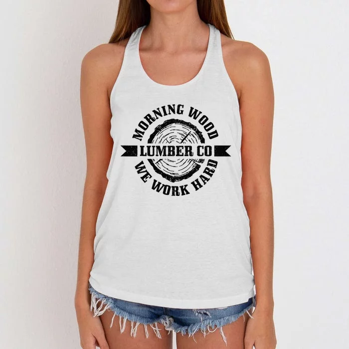 Morning Wood Lumber Co. Funny Lumberjack Logger Arborist Women's Knotted Racerback Tank