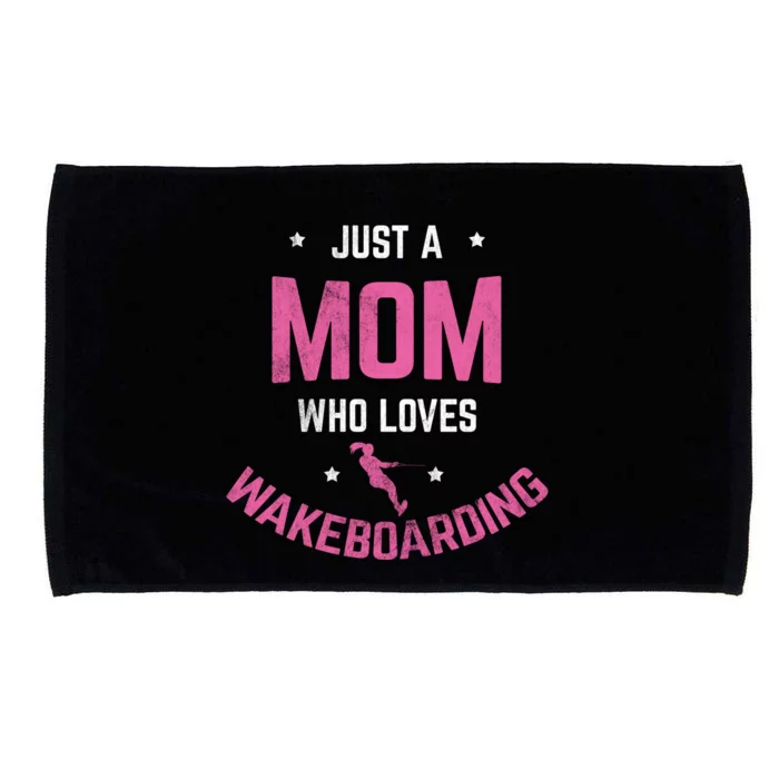 Mom Who Loves Wakeboarding Surfing Mother Wakeboarding Gift Microfiber Hand Towel