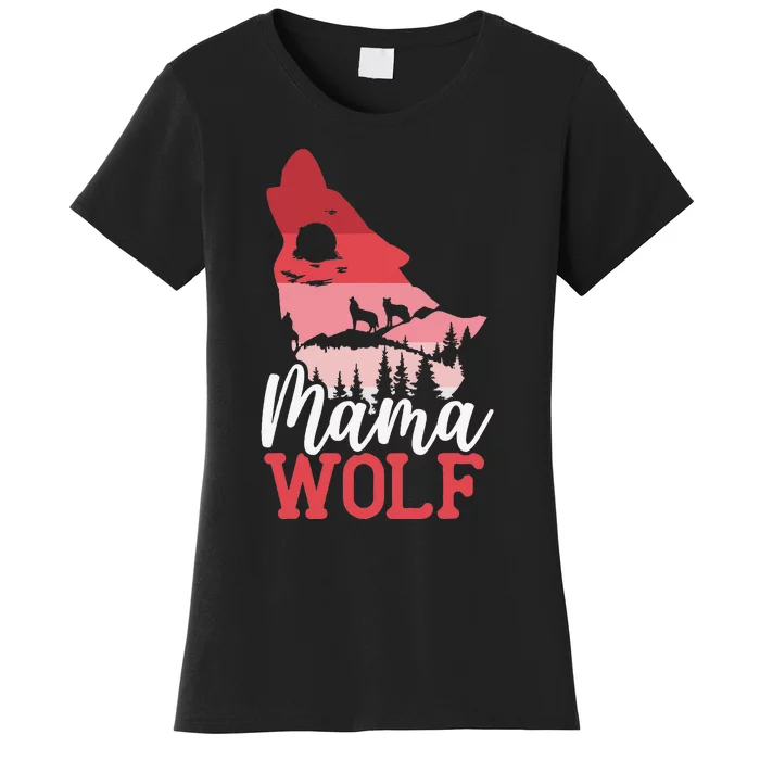 Mama Wolf Lover Wildlife Animal Zookeeper Mothers Day Women's T-Shirt