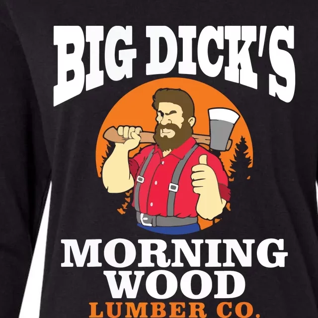 Morning Wood Lumber Co Lumberjack Carpenter Woodworker Gift Womens Cotton Relaxed Long Sleeve T-Shirt