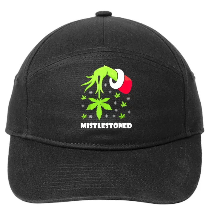 Mistlestoned Weed Leaf Cannabis Marijuana Ugly Christmas 7-Panel Snapback Hat