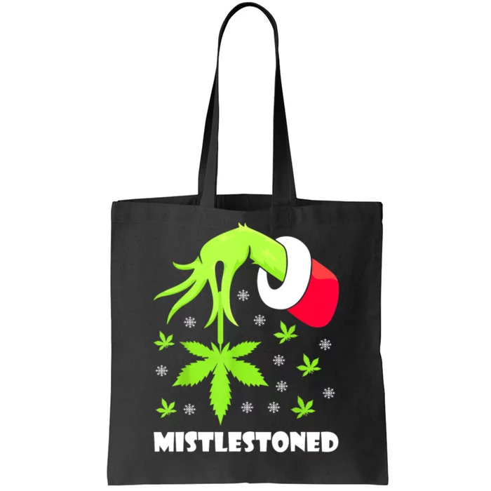 Mistlestoned Weed Leaf Cannabis Marijuana Ugly Christmas Tote Bag