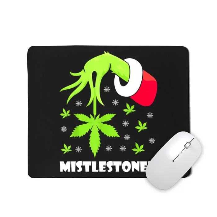 Mistlestoned Weed Leaf Cannabis Marijuana Ugly Christmas Mousepad