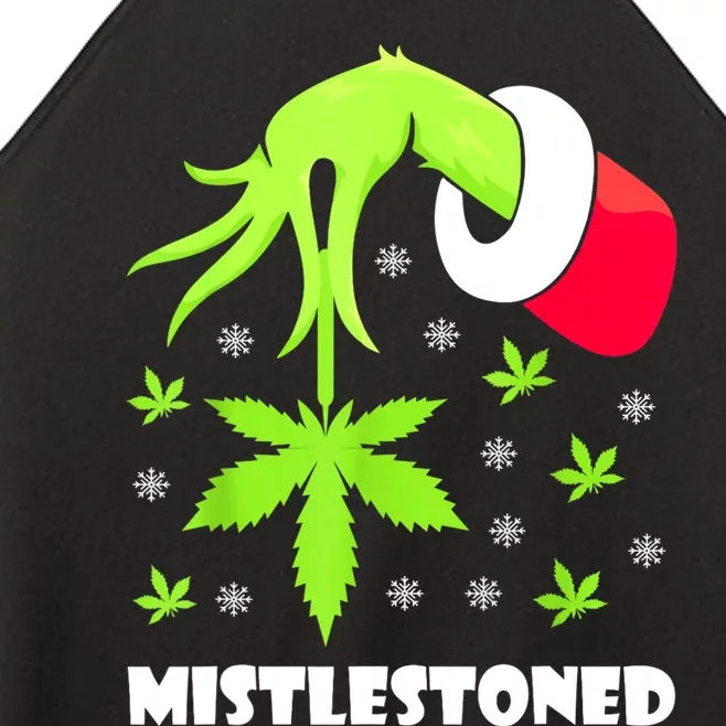 Mistlestoned Weed Leaf Cannabis Marijuana Ugly Christmas Women’s Perfect Tri Rocker Tank