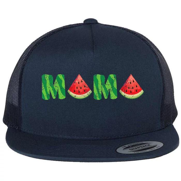 Mama Watermelon Lover Fruitarian Summer Fruit Mothers Day Flat Bill Trucker Hat