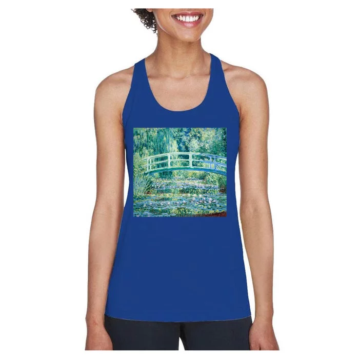 Monet's Water Lilies And Japanese Bridge Modern Art Painting Cute Gift Women's Racerback Tank