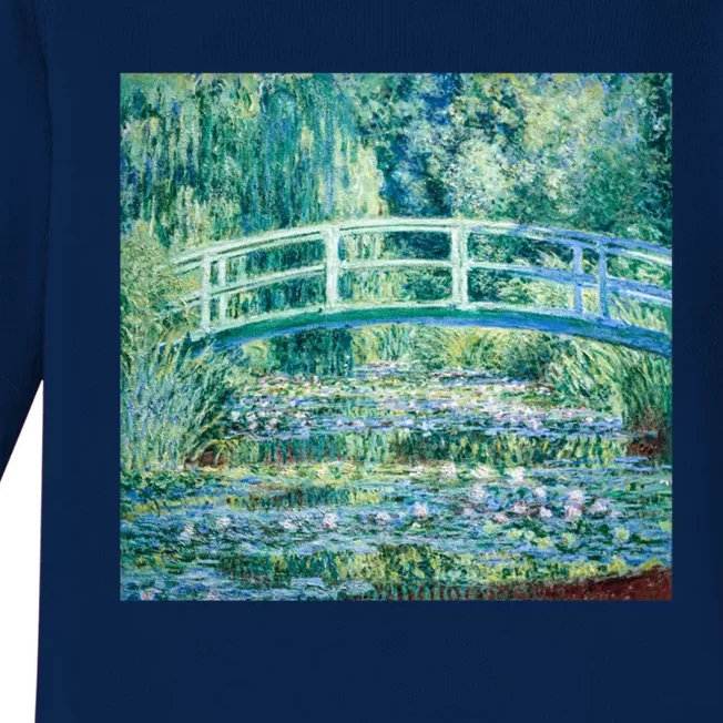 Monet's Water Lilies And Japanese Bridge Modern Art Painting Cute Gift Baby Long Sleeve Bodysuit