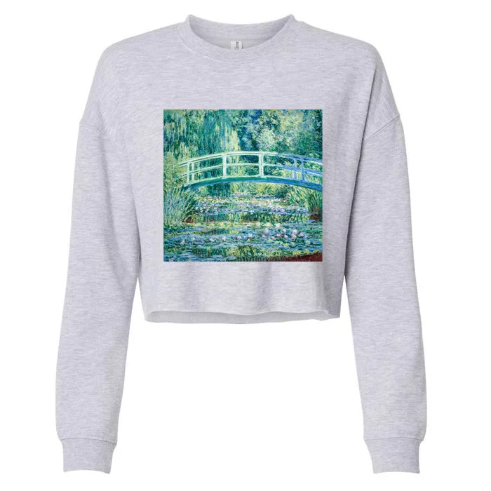 Monet's Water Lilies And Japanese Bridge Modern Art Painting Cute Gift Cropped Pullover Crew