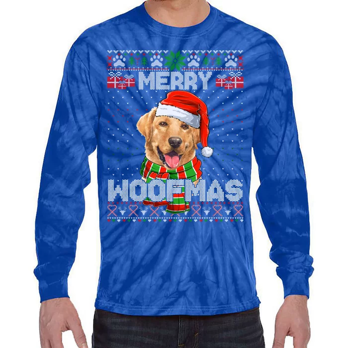 Merry Woofmas Labrador Retriever Santa Hat Ugly Xmas Sweater Cute Gift Tie-Dye Long Sleeve Shirt