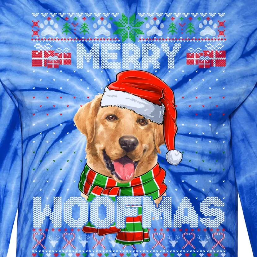 Merry Woofmas Labrador Retriever Santa Hat Ugly Xmas Sweater Cute Gift Tie-Dye Long Sleeve Shirt