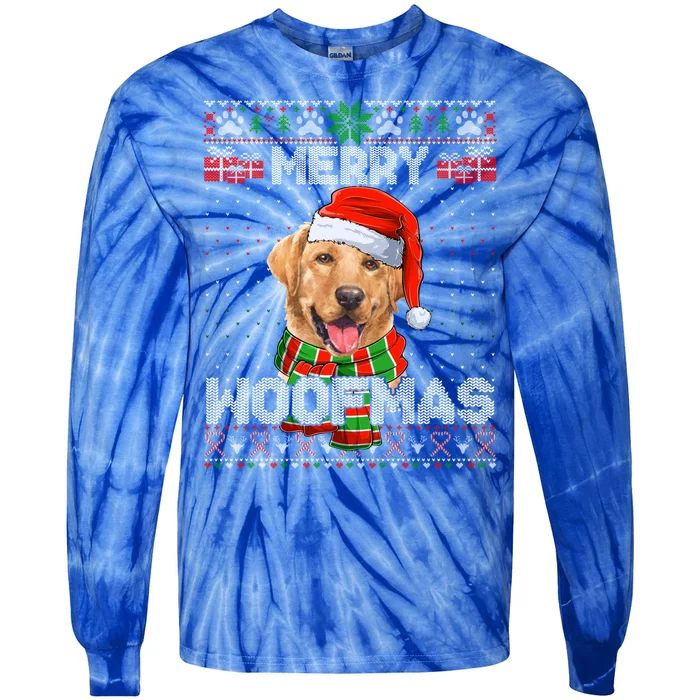 Merry Woofmas Labrador Retriever Santa Hat Ugly Xmas Sweater Cute Gift Tie-Dye Long Sleeve Shirt