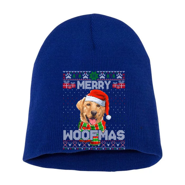 Merry Woofmas Labrador Retriever Santa Hat Ugly Xmas Sweater Cute Gift Short Acrylic Beanie