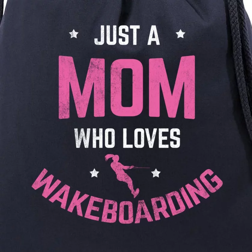 Mom Who Loves Wakeboarding Surfing Mother Wakeboarding Gift Drawstring Bag