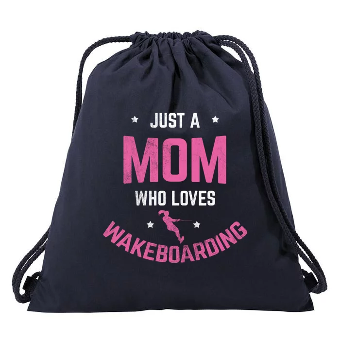 Mom Who Loves Wakeboarding Surfing Mother Wakeboarding Gift Drawstring Bag