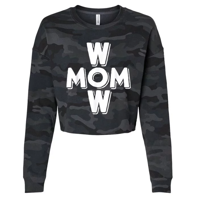 Mom Wow Cropped Pullover Crew