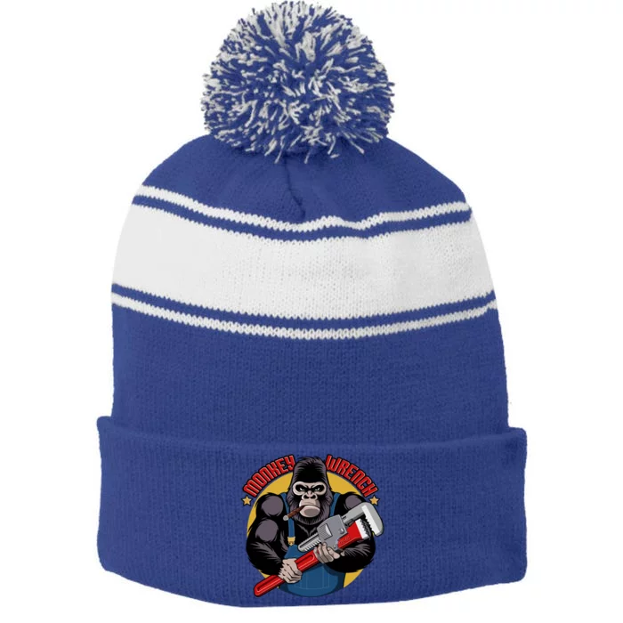 Monkey Wrench Mechanic Grease Monkey Car Repair Technician Cute Gift Stripe Pom Pom Beanie