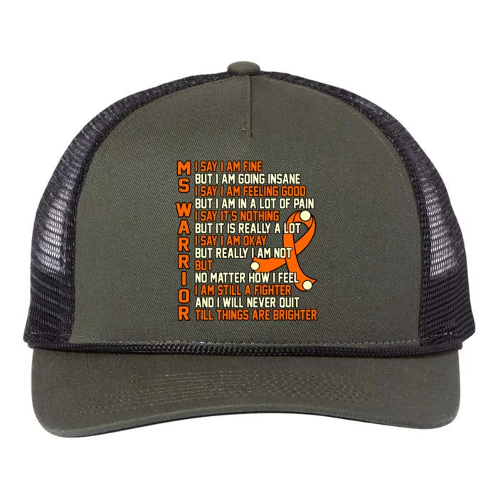 Ms Warrior Multiple Sclerosis Awareness Graphic Gift Retro Rope Trucker Hat Cap