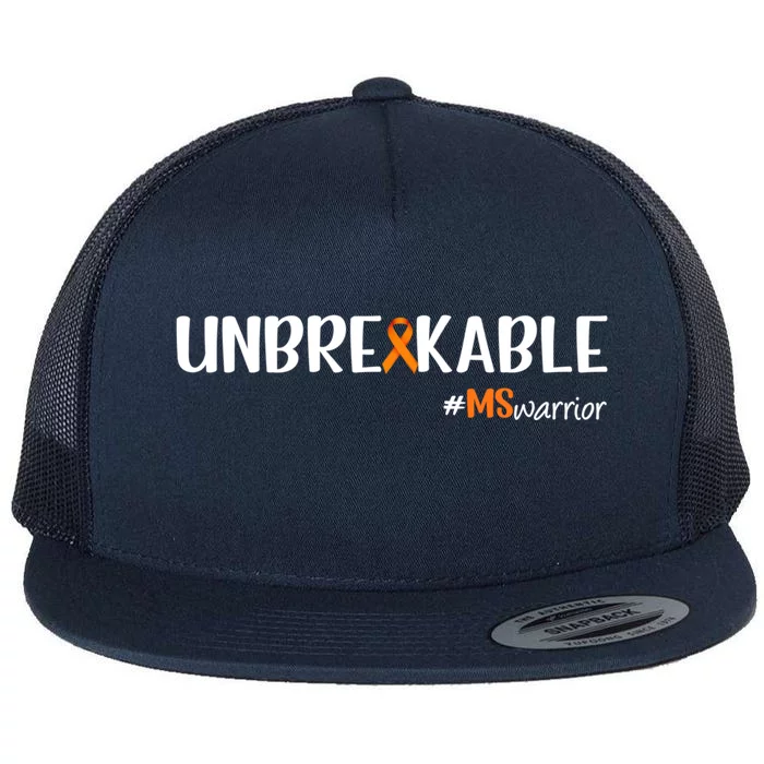 Ms Warrior Multiple Sclerosis Awareness Unbreakable Ms Great Gift Flat Bill Trucker Hat