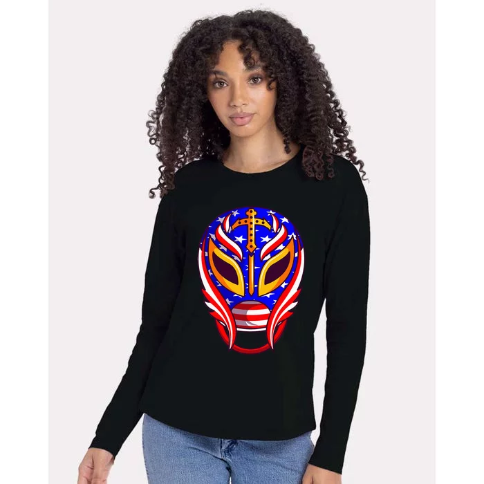 Mexican Wrestling Mask Womens Cotton Relaxed Long Sleeve T-Shirt