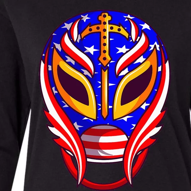 Mexican Wrestling Mask Womens Cotton Relaxed Long Sleeve T-Shirt