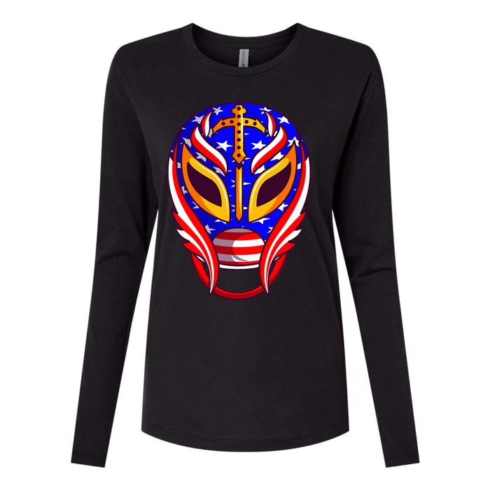 Mexican Wrestling Mask Womens Cotton Relaxed Long Sleeve T-Shirt