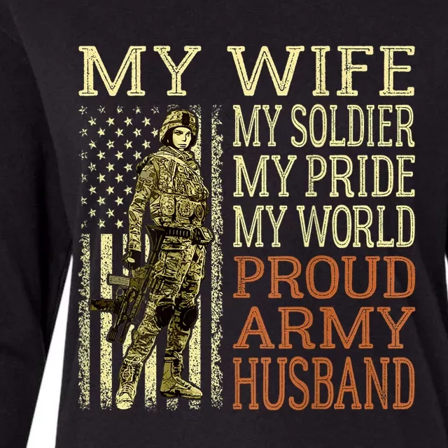 My Wife My Soldier Hero Funny Gift Proud Army Husband Military Spouse Womens Cotton Relaxed Long Sleeve T-Shirt