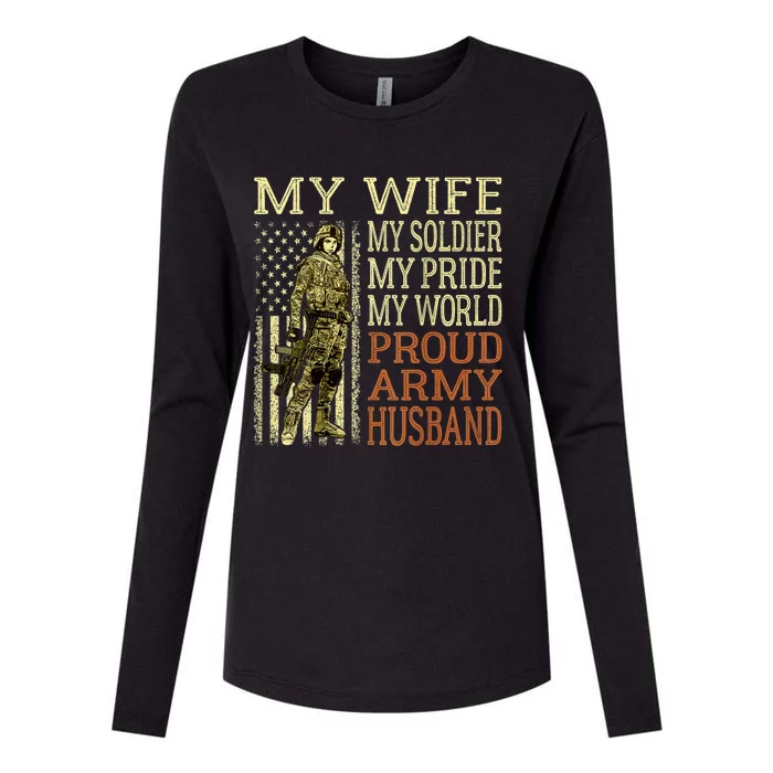 My Wife My Soldier Hero Funny Gift Proud Army Husband Military Spouse Womens Cotton Relaxed Long Sleeve T-Shirt