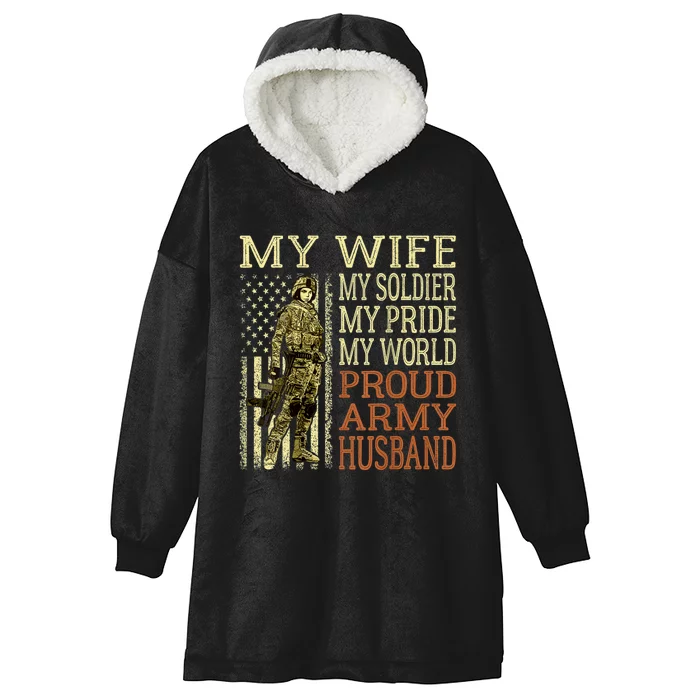 My Wife My Soldier Hero Funny Gift Proud Army Husband Military Spouse Hooded Wearable Blanket