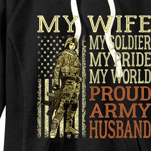 My Wife My Soldier Hero Funny Gift Proud Army Husband Military Spouse Women's Fleece Hoodie