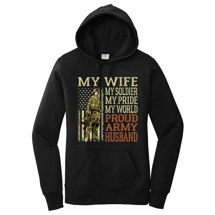 My Wife My Soldier Hero Funny Gift Proud Army Husband Military Spouse Women's Pullover Hoodie