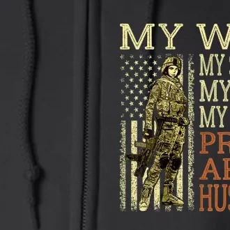 My Wife My Soldier Hero Funny Gift Proud Army Husband Military Spouse Full Zip Hoodie