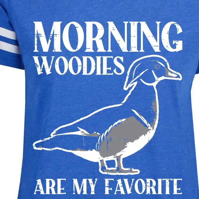 Morning Woody My Favorite Duck Hunting Funny Hunter Enza Ladies Jersey Football T-Shirt