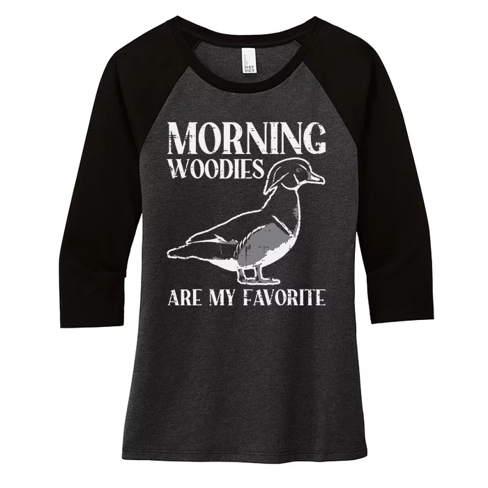 Morning Woody My Favorite Duck Hunting Funny Hunter Women's Tri-Blend 3/4-Sleeve Raglan Shirt