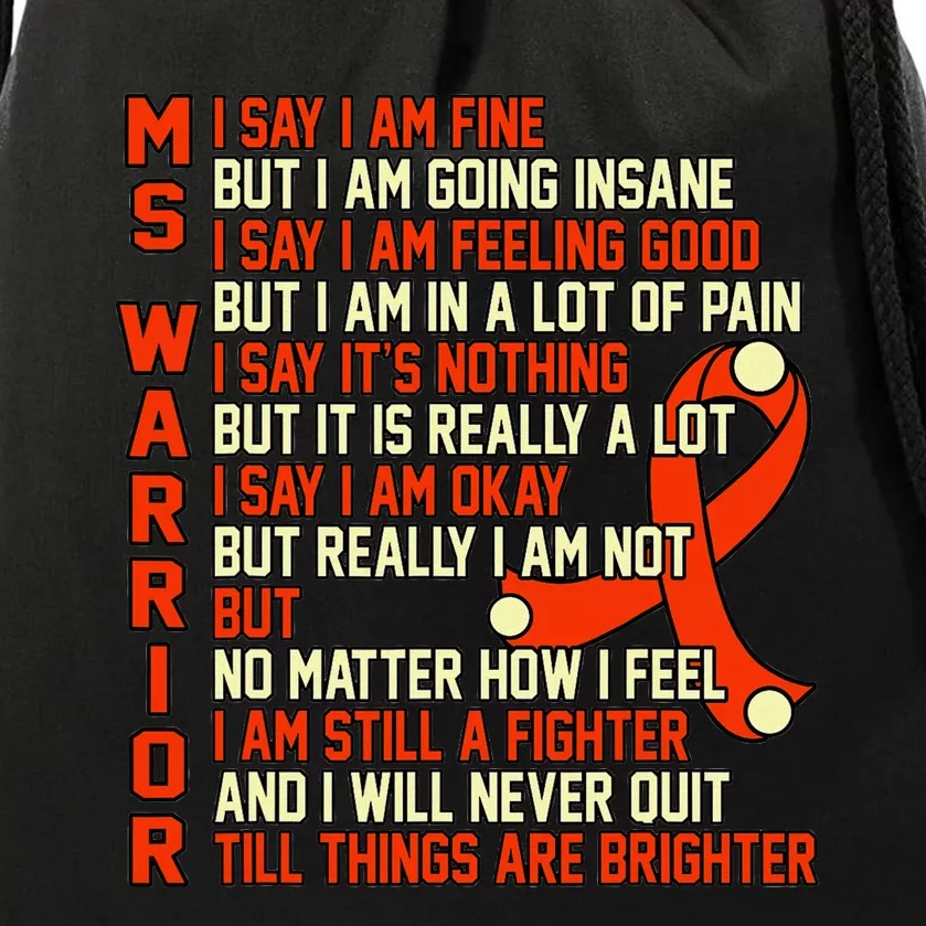 Ms Warrior Multiple Sclerosis Awareness Graphic Drawstring Bag