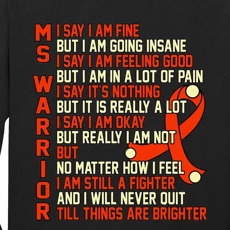 Ms Warrior Multiple Sclerosis Awareness Graphic Tall Long Sleeve T-Shirt