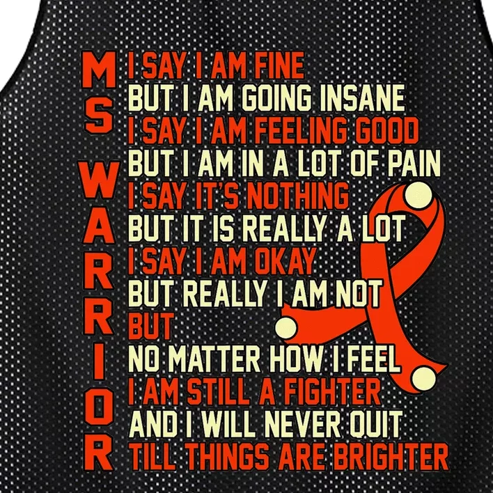 Ms Warrior Multiple Sclerosis Awareness Graphic Mesh Reversible Basketball Jersey Tank