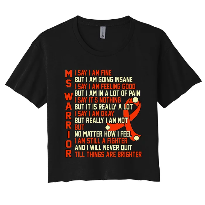 Ms Warrior Multiple Sclerosis Awareness Graphic Women's Crop Top Tee