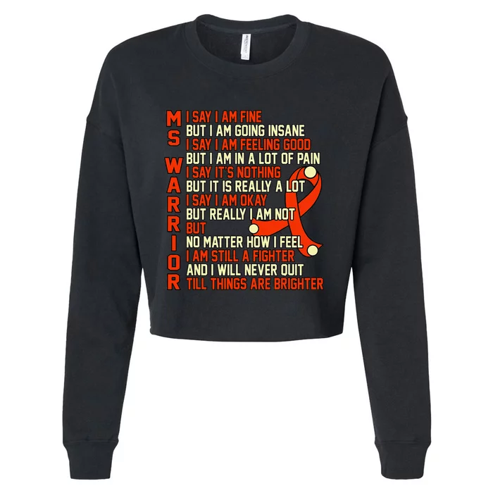 Ms Warrior Multiple Sclerosis Awareness Graphic Cropped Pullover Crew