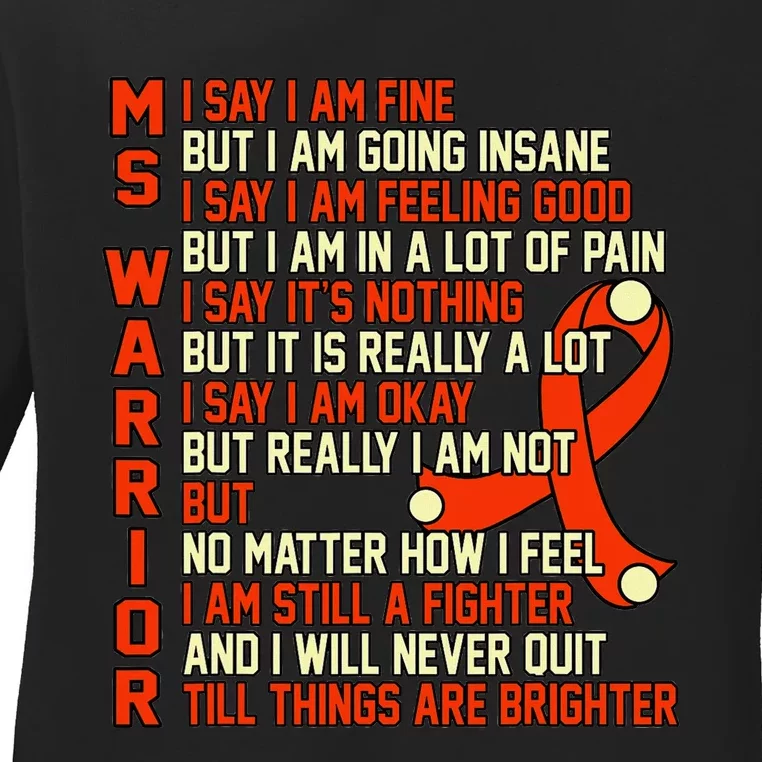 Ms Warrior Multiple Sclerosis Awareness Graphic Ladies Long Sleeve Shirt