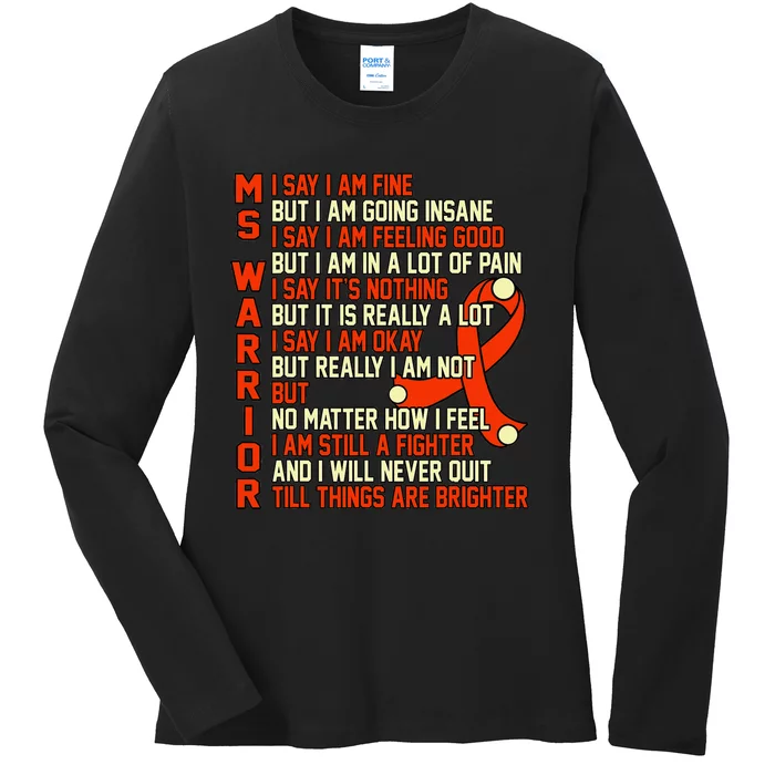 Ms Warrior Multiple Sclerosis Awareness Graphic Ladies Long Sleeve Shirt