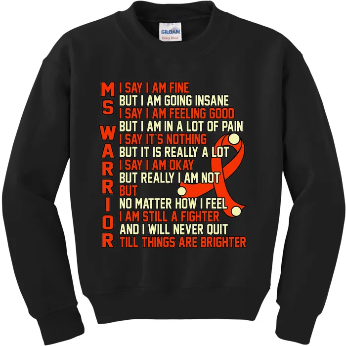 Ms Warrior Multiple Sclerosis Awareness Graphic Kids Sweatshirt